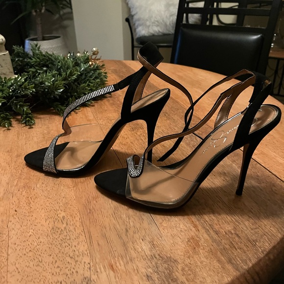 Black and rhinestone Jessica Simpson heels - Picture 2 of 4